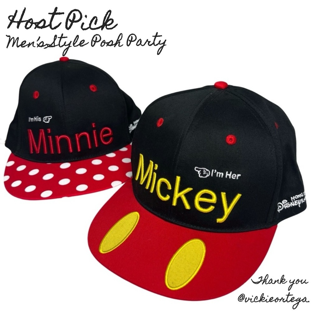 New Hong Kong Disney Hat I'm His Minnie  I'm Her Mickey Snapback Adult Set of 2